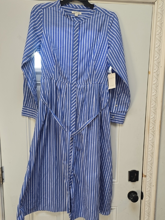 Free Assembly Dresses & Skirts - The Drop Blue and White Striped Midi Shirt Dress